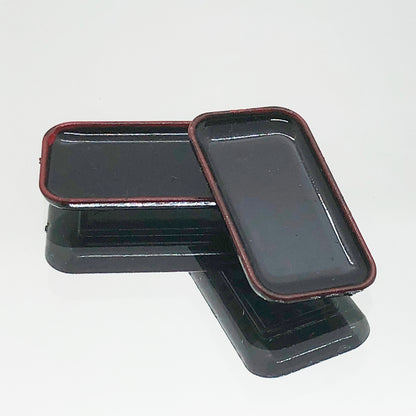 Serving platter 3 pcs, black with red borders